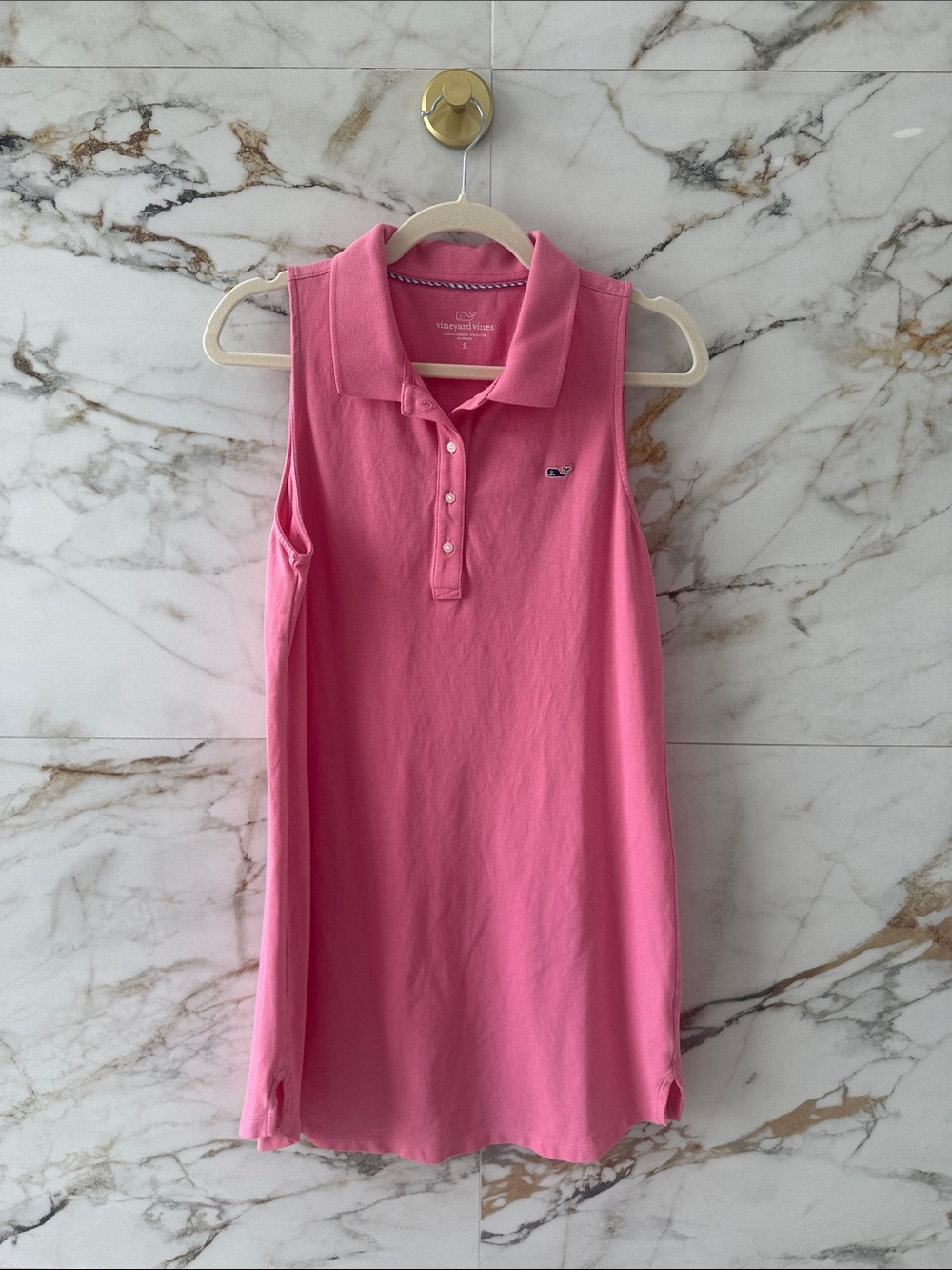Vineyard Vines Sleeveless Polo Tank Dress in Bright Pink